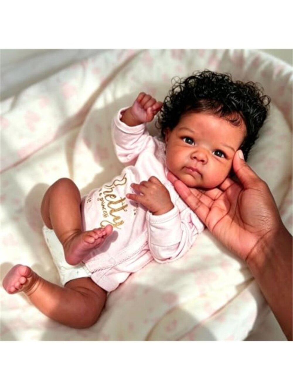 18" Lifelike Full Body Silicone Black Reborn Baby Girl Doll Waterproof Biracial